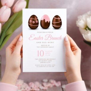 Elegant Pink Egg Easter Brunch Invitation