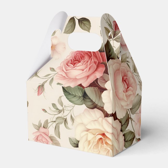 Elegant Pink English Roses Favor Box (Front Side)