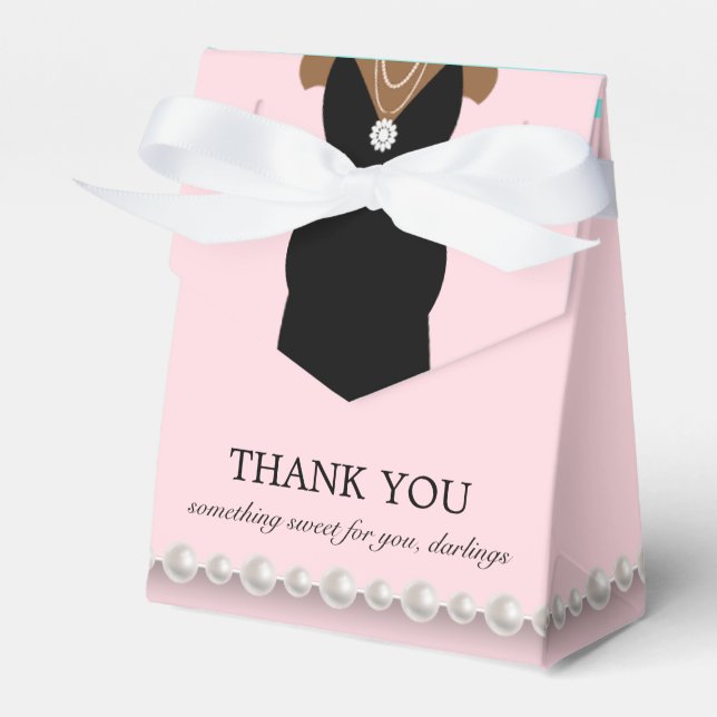 Elegant Pink Ethnic Tiffany Princess Baby Shower Favor Box (Front Side)