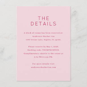 Elegant Pink Event Details Enclosure Card