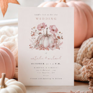 Elegant Pink Fall Pumpkin Wedding Invitation