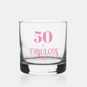 Elegant Pink Fifty and Fabulous Whiskey Glass