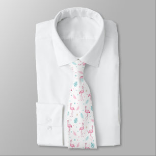 Elegant Pink Flamingo Exotic Pattern Tie