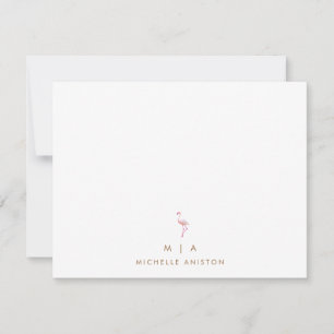 Elegant Pink Flamingo Modern Minimalist monogram Card