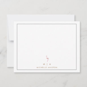 Elegant Pink Flamingo Modern Minimalist monogram Card