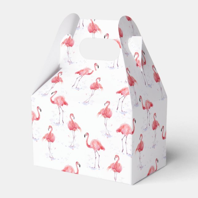 Elegant pink flamingo pattern favor box (Front Side)
