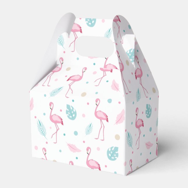     Elegant Pink Flamingo Pattern Favor Box (Front Side)