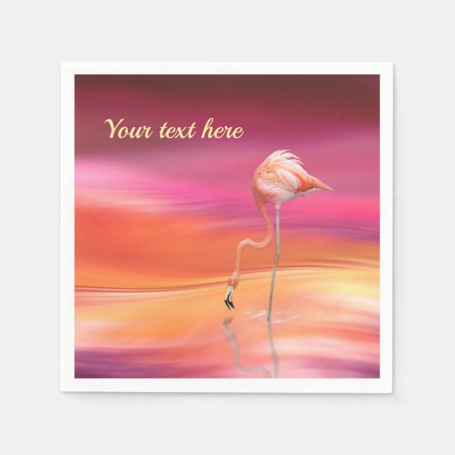 Elegant Pink Flamingo Surreal Pastels Personalize Napkin (Front)
