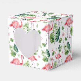 Elegant Pink Flamingo Tropical Leaves Pattern Favor Box