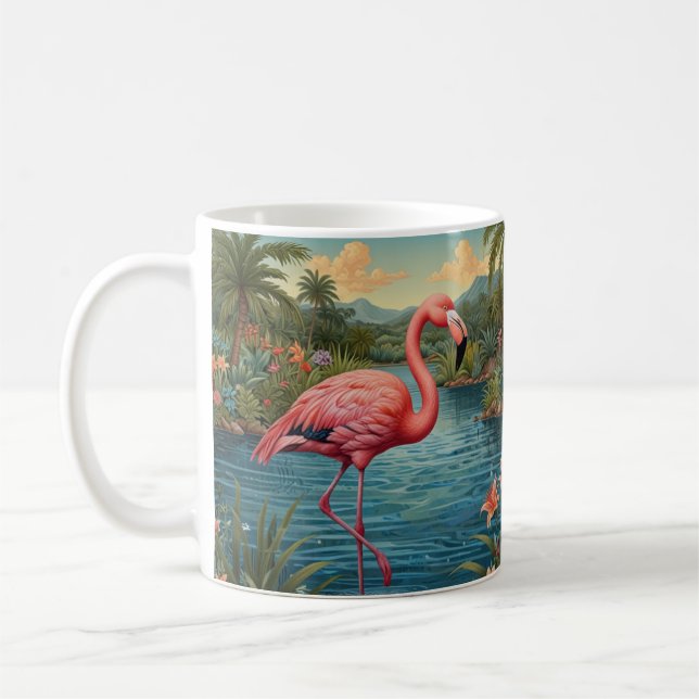 Elegant pink flamingo tropical paradise   coffee mug (Left)