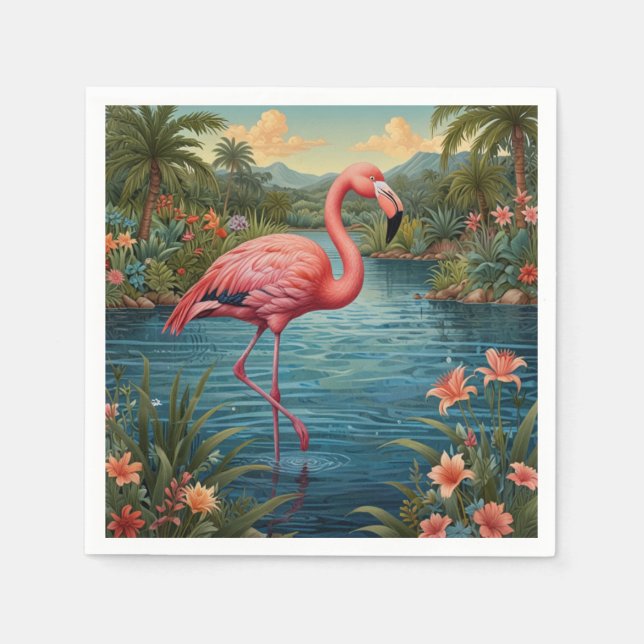 Elegant pink flamingo tropical paradise   napkin (Front)