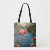 Elegant pink flamingo tropical paradise  