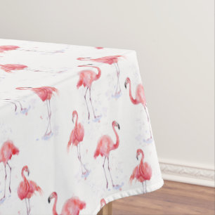 Elegant Pink Flamingo Watercolor Pattern Tablecloth