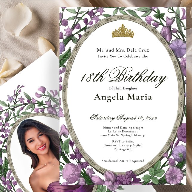 Elegant Pink Floral 18th Birthday Debut Invitation (Creator Uploaded)