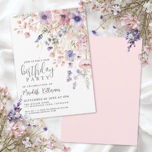 Elegant Pink Floral 50th Birthday Party Invitation