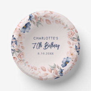 Elegant Pink Floral 70th Birthday Party Paper Plate