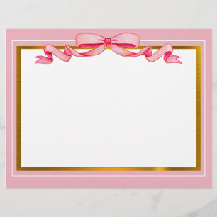Elegant Pink Floral and Gold Frame "Thank You" Letterhead