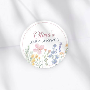 Elegant Pink Floral Baby Shower Classic Round Sticker