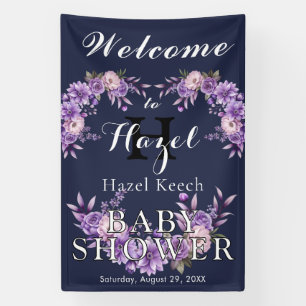 Elegant Pink Floral Baby Shower Customizable Party Banner