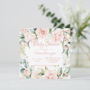 Elegant Pink Floral  Baby Shower Invitation