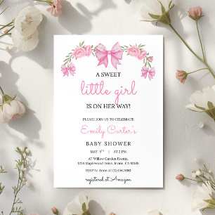 Elegant Pink Floral Baby Shower Invitation