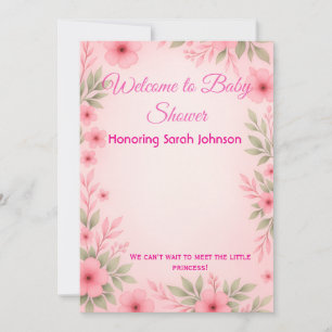 Elegant Pink Floral Baby Shower Invitation