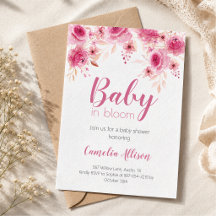 Elegant Pink Floral Baby Shower Invitation Card
