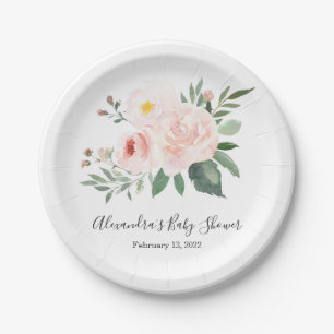 Elegant Pink Floral Baby Shower Plate