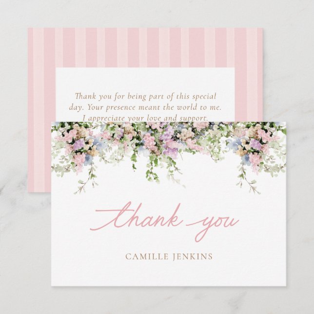 Elegant Pink Floral Bay Shower Thank you (Front/Back)
