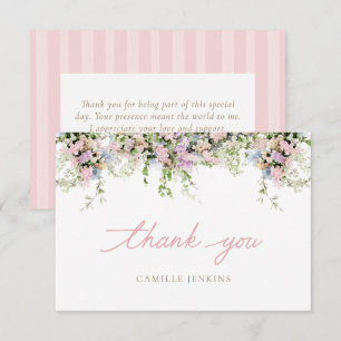 Elegant Pink Floral Bay Shower Thank you Card