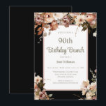 Elegant Pink Floral Black 90th Birthday Brunch Invitation<br><div class="desc">Elegant Pink Floral Black 90th Birthday Brunch Invitation
This elegant 90th birthday party invitation is perfect for your special event! This design features beautiful pink watercolor flowers. The custom typography is trendy and elegant!</div>