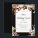 Elegant Pink Floral Black 90th Birthday Brunch Invitation<br><div class="desc">Elegant Pink Floral Black 90th Birthday Brunch Invitation
This elegant 90th birthday party invitation is perfect for your special event! This design features beautiful pink watercolor flowers. The custom typography is trendy and elegant!</div>