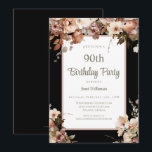Elegant Pink Floral Black 90th Birthday Invitation<br><div class="desc">Elegant Pink Floral Black 90th Birthday Invitation
This elegant 90th birthday party invitation is perfect for your special event! This design features beautiful pink watercolor flowers. The custom typography is trendy and elegant!</div>