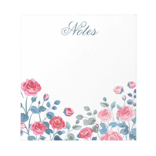 Elegant Pink Floral Border Notes (Front)