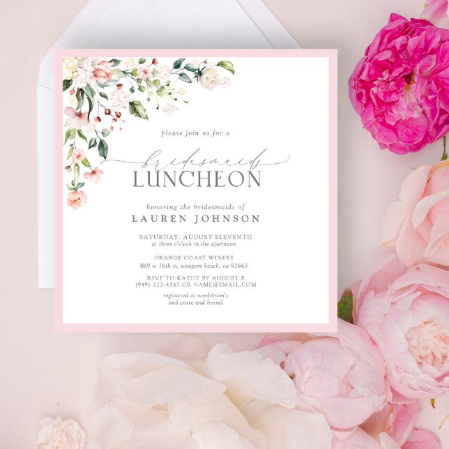 Elegant Pink Floral Bridal Luncheon Invitation (Creator Uploaded)
