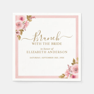 Elegant Pink Floral Bridal Shower Brunch Napkin
