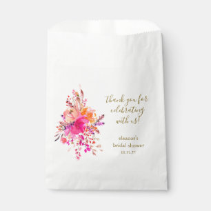 Elegant Pink Floral Bridal Shower Custom Thank You Favour Bag