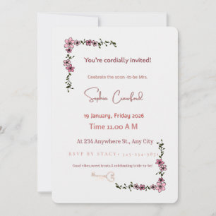 Elegant Pink Floral Bridal Shower Invitation   Min