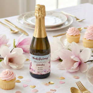 Elegant Pink Floral Bridal Shower Mini Sparkling Wine Label