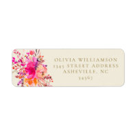 Elegant Pink Floral Bridal Shower Return Address