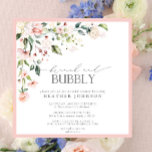 Elegant Pink Floral Brunch & Bubbly Bridal Shower Invitation<br><div class="desc">Modern, elegant square Brunch and Bubbly bridal shower invitation featuring a floral bouquet of soft, watercolor roses in shades of blush pink, peach, and white, with lush green botanical leaves in shades of love and eucalyptus, and bordered in pink. Personalize your bridal shower details in soft off-black, accented with beautiful...</div>