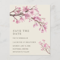 Elegant Pink Floral Budget Wedding Save The Date