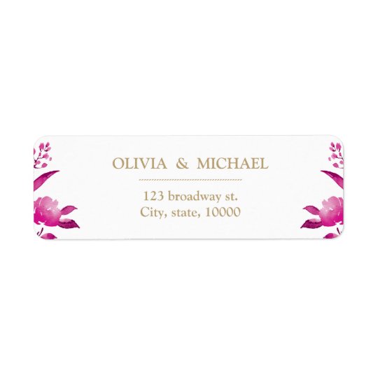 Elegant pink floral Chinoiserie return address Return Address Label