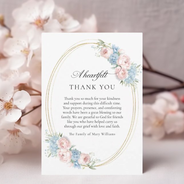 Elegant Pink Floral Christian Funeral Thank You (Creator Uploaded)