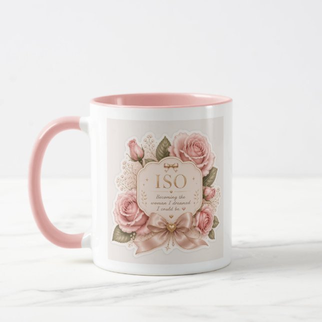 Elegant Pink Floral Coffee Cup (Left)