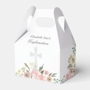 Elegant Pink Floral Confirmation Party Custom Favor Box