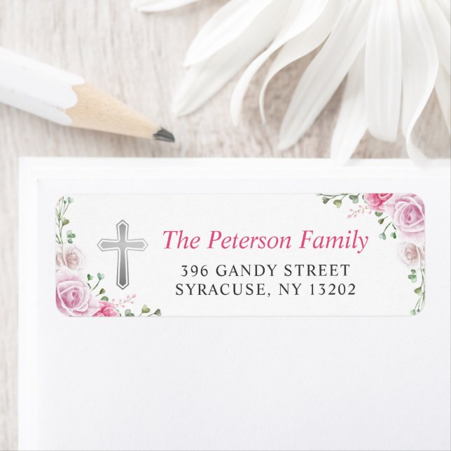 Elegant Pink Floral Cross (En situation)