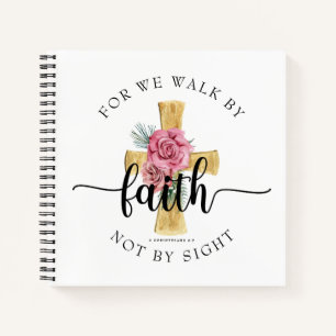 Elegant Pink Floral Cross Notebook