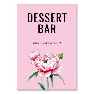 Elegant Pink Floral Dessert Bar Sign Table Number