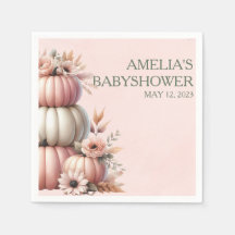 Elegant pink floral fall pumpkin baby shower